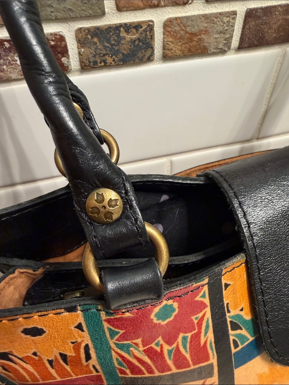 Patricia Nash Multicolor Floral Patchwork Shoulder Bag with Black Trim - Picture 3 of 10